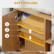 HOMCOM Cuier Industrial cu Suport pentru Haine, Rafturi Deschise și Dulap Închis, Design Modern, Metal și Lemn | Aosom Romania 