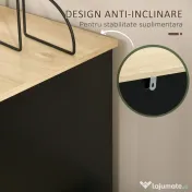 HOMCOM Comodă 4 Sertare, Mobilier Sufragerie/Dormitor, PAL și Ratan, 80x38x80cm, Negru/Lemn Natural | Aosom Romania 