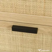 HOMCOM Comodă 4 Sertare, Mobilier Sufragerie/Dormitor, PAL și Ratan, 80x38x80cm, Negru/Lemn Natural | Aosom Romania 