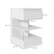 Noptiera Moderna din PAL si MDF cu un Sertar si 2 Rafturi, 39x39x65 cm, Alb HOMCOM | Aosom RO 