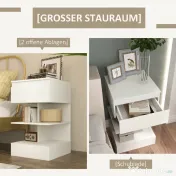 Noptiera Moderna din PAL si MDF cu un Sertar si 2 Rafturi, 39x39x65 cm, Alb HOMCOM | Aosom RO 