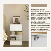 Noptiera Moderna din PAL si MDF cu un Sertar si 2 Rafturi, 39x39x65 cm, Alb HOMCOM | Aosom RO 