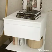 Noptiera Moderna din PAL si MDF cu un Sertar si 2 Rafturi, 39x39x65 cm, Alb HOMCOM | Aosom RO 