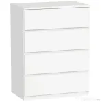 HOMCOM Comodă cu 4 Sertare, Organizator de Depozitare cu Ghidaje Metalice și Mânere cu Caneluri, 60x40x80 cm, Alb | Aosom Romania