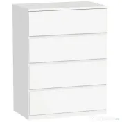 HOMCOM Comodă cu 4 Sertare, Organizator de Depozitare cu Ghidaje Metalice și Mânere cu Caneluri, 60x40x80 cm, Alb | Aosom Romania 