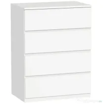 HOMCOM Comodă cu 4 Sertare, Organizator de Depozitare cu Ghidaje Metalice și Mânere cu Caneluri, 60x40x80 cm, Alb | Aosom Romania