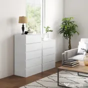 HOMCOM Comodă cu 4 Sertare, Organizator de Depozitare cu Ghidaje Metalice și Mânere cu Caneluri, 60x40x80 cm, Alb | Aosom Romania 