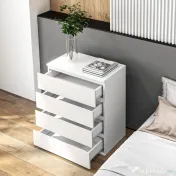 HOMCOM Comodă cu 4 Sertare, Organizator de Depozitare cu Ghidaje Metalice și Mânere cu Caneluri, 60x40x80 cm, Alb | Aosom Romania 