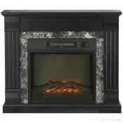 HOMCOM Semineu Electric de Podea cu Temporizator, Flacara Realista si Temperatura Reglabila, din Metal, ABS si PAL, 80x21.6x67.8 cm, Negru | Aosom RO