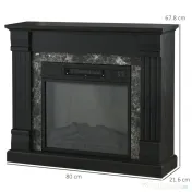HOMCOM Semineu Electric de Podea cu Temporizator, Flacara Realista si Temperatura Reglabila, din Metal, ABS si PAL, 80x21.6x67.8 cm, Negru | Aosom RO