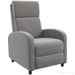 HOMCOM Scaun Inclinabil Modern, Canapea Single din Tesatura de Panza, Scaune de Teatru pentru Acasa cu Brate si Spatar Bine Umplute, Gri