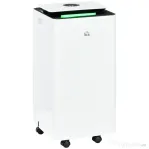 HOMCOM Dezumidificator Portabil de 10L/Zi cu 5 Moduri, 2 Viteze, Timer 24h și Roți, 25x25x50,5 cm, Alb | Aosom Romania