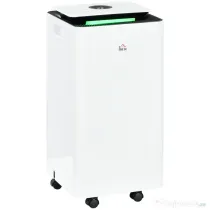 HOMCOM Dezumidificator Portabil de 10L/Zi cu 5 Moduri, 2 Viteze, Timer 24h și Roți, 25x25x50,5 cm, Alb | Aosom Romania