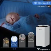 HOMCOM Dezumidificator Portabil de 10L/Zi cu 5 Moduri, 2 Viteze, Timer 24h și Roți, 25x25x50,5 cm, Alb | Aosom Romania 