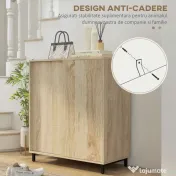 HOMCOM Dulap pentru Pantofi pe 4 Niveluri din PAL și Oțel cu Ușă Glisantă și Rafturi Reglabile, 80x40x93 cm, Lemn Natural | Aosom Romania 