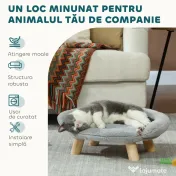 PawHut Canapea Înălțată pentru Câini și Pisici cu Spătar, 47x40x20 cm, Gri | Aosom Romania