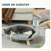 PawHut Canapea Înălțată pentru Câini și Pisici cu Spătar, 47x40x20 cm, Gri | Aosom Romania