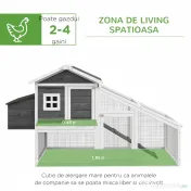 PawHut Cușcă pentru Găini sau Rațe, Cuibar Prefabricat din Lemn cu Acoperiș Impermeabil, 178x95x100 cm, Gri