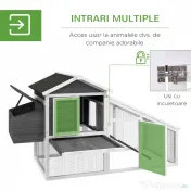 PawHut Cușcă pentru Găini sau Rațe, Cuibar Prefabricat din Lemn cu Acoperiș Impermeabil, 178x95x100 cm, Gri
