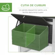 PawHut Cușcă pentru Găini sau Rațe, Cuibar Prefabricat din Lemn cu Acoperiș Impermeabil, 178x95x100 cm, Gri