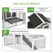 PawHut Cușcă pentru Găini sau Rațe, Cuibar Prefabricat din Lemn cu Acoperiș Impermeabil, 178x95x100 cm, Gri