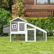 PawHut Cușcă pentru Găini sau Rațe, Cuibar Prefabricat din Lemn cu Acoperiș Impermeabil, 178x95x100 cm, Gri