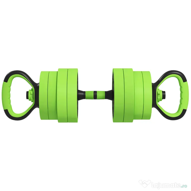 SPORTNOW Set Greutăți Sala de Sport 4 în 1 de 20kg, Convertibil în Kettlebell, 2 Gantere, Bară de Haltere și Suport pentru Flotări, Verde | Aosom Romania
