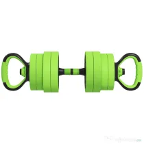 SPORTNOW Set Greutăți Sala de Sport 4 în 1 de 20kg, Convertibil în Kettlebell, 2 Gantere, Bară de Haltere și Suport pentru Flotări, Verde | Aosom Romania