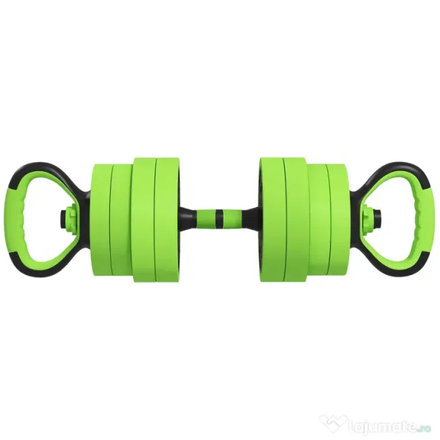 SPORTNOW Set Greutăți Sala de Sport 4 în 1 de 20kg, Convertibil în Kettlebell, 2 Gantere, Bară de Haltere și Suport pentru Flotări, Verde | Aosom Romania