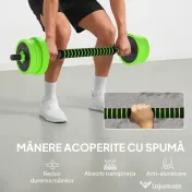 SPORTNOW Set Greutăți Sala de Sport 4 în 1 de 20kg, Convertibil în Kettlebell, 2 Gantere, Bară de Haltere și Suport pentru Flotări, Verde | Aosom Romania 