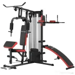 SPORTNOW Stație Fitness Multifuncțională pentru Antrenamentul Corpului, din Oțel și PU, 225x175x200 cm, Neagră