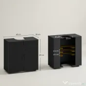 Kleankin Dulap pentru chiuveta de baie cu 2 usi, dulap pentru chiuveta cu piedestal din lemn cu raft reglabil, negru | Aosom Romania 