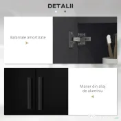 Kleankin Dulap pentru chiuveta de baie cu 2 usi, dulap pentru chiuveta cu piedestal din lemn cu raft reglabil, negru | Aosom Romania 
