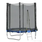SPORTNOW Trambulină elastică cu scară și plasă de siguranță, din oțel și plastic, Ø180x200 cm, albastru