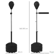 SPORTNOW Sac de Box cu Suport Minge de Box Antrenament Bară Pivotantă 76x48x160-205 cm Negru | Aosom Romania 