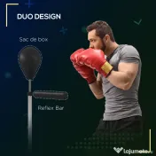 SPORTNOW Sac de Box cu Suport Minge de Box Antrenament Bară Pivotantă 76x48x160-205 cm Negru | Aosom Romania 