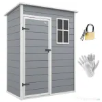 Outsunny Magazie pentru Gradina 1.5 x 1 m, Magazie pentru Scule cu Usa care se Incuie, Fereastra si Ventilatie, Gri