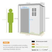 Outsunny Magazie pentru Gradina, Fereastra si Ventilatie, Gri