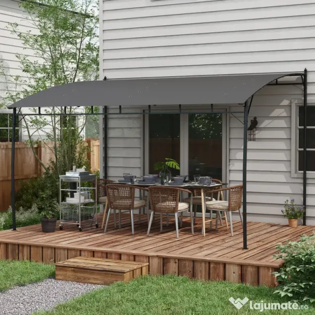 Outsunny Pergola Exterior 3x4m Cadru Metalic Protecție Solară pentru Grătar Terasă Verandă Gri | Aosom Romania