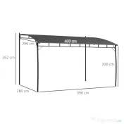 Outsunny Pergola Exterior 3x4m Cadru Metalic Protecție Solară pentru Grătar Terasă Verandă Gri | Aosom Romania