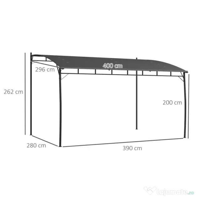 Outsunny Pergola Exterior 3x4m Cadru Metalic Protecție Solară pentru Grătar Terasă Verandă Gri | Aosom Romania