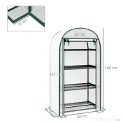 Outsunny Sera de Gradina cu Rafturi din Metal si Copertina din PE, Sera pentre Legume cu Usa Rulou 80x49x160cm, Verde | Aosom Romania 