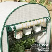Outsunny Sera de Gradina cu Rafturi din Metal si Copertina din PE, Sera pentre Legume cu Usa Rulou 80x49x160cm, Verde | Aosom Romania 
