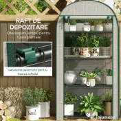 Outsunny Sera de Gradina cu Rafturi din Metal si Copertina din PE, Sera pentre Legume cu Usa Rulou 80x49x160cm, Verde | Aosom Romania 