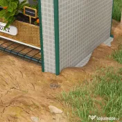Outsunny Sera de Gradina cu Rafturi din Metal si Copertina din PE, Sera pentre Legume cu Usa Rulou 80x49x160cm, Verde | Aosom Romania 