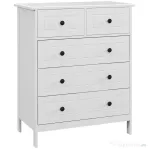 HOMCOM Comodă cu 5 Sertare pentru Dormitor și Cameră de Zi, Unitate de Organizare și Depozitare, Design Modern, 67.5x33x101cm, Alb