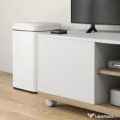 HOMCOM Dulap TV 42" Max cu 2 Rafturi deschise si Usa, Dulap TV Jos din PAL cu Roti, 80x45x39.5 cm, Alb | Aosom Romania