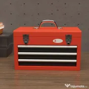 DURHAND Cutie Scule cu 3 Sertare, Inchidere Metalică, Glisiere Rulment, Roșu, pentru Garaj | Aosom Romania