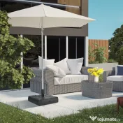 Outsunny Suport 40kg Pătrat pentru Umbrelă Soare, Efect Lemn, Bază Rezistentă din Plastic | Aosom Romania