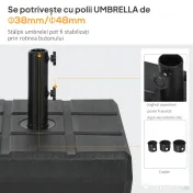 Outsunny Suport 40kg Pătrat pentru Umbrelă Soare, Efect Lemn, Bază Rezistentă din Plastic | Aosom Romania